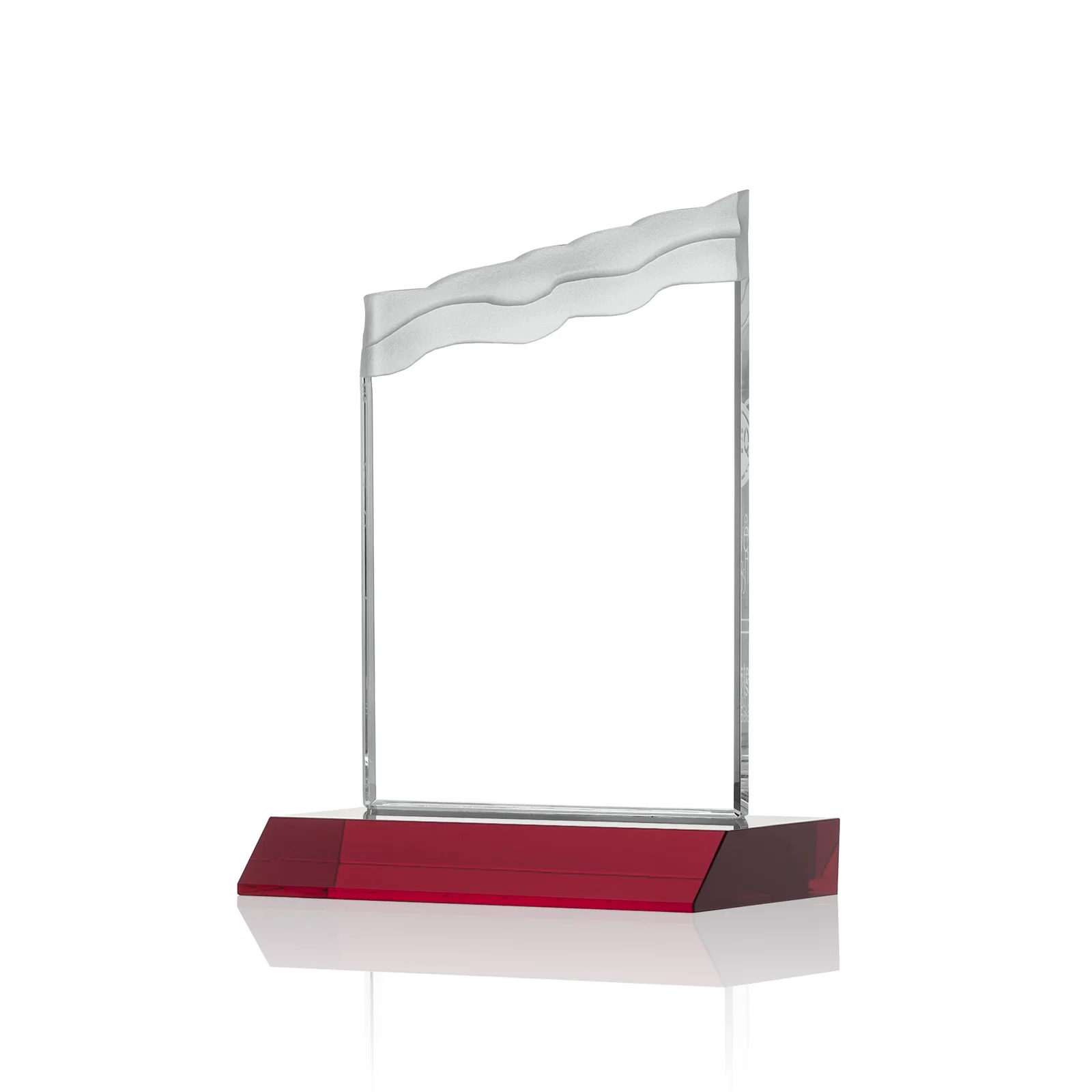 Custom engraved Starfire Crystal Award with Carved Waterfall Top, Black Mitered Base, awards for graduation ceremonies