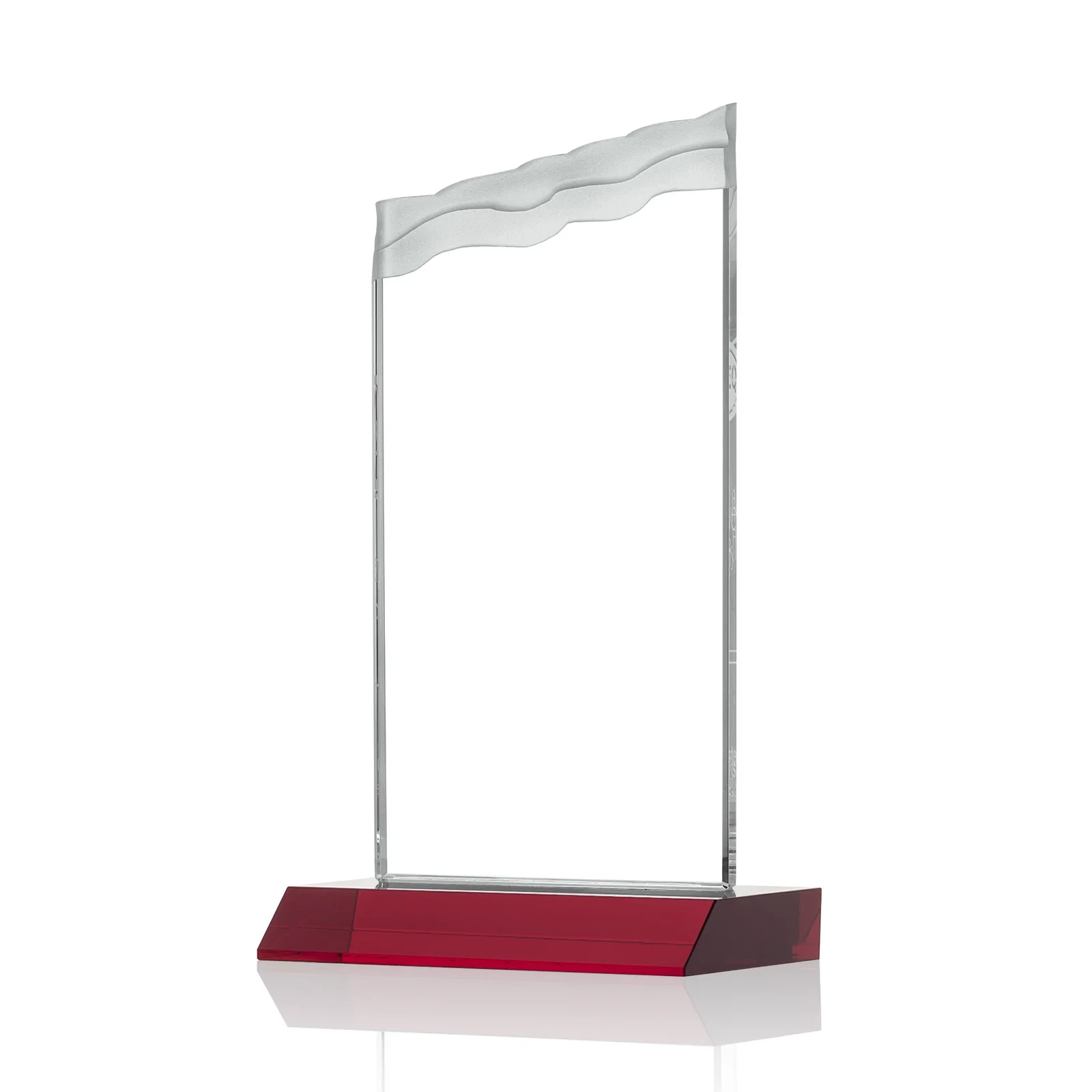 Custom engraved Starfire Crystal Award with Carved Waterfall Top, Black Mitered Base, awards for safety achievement programs