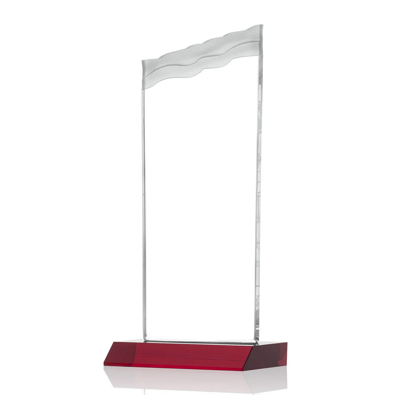 Custom engraved Starfire Crystal Award with Carved Waterfall Top, Black Mitered Base, awards for volunteer appreciation