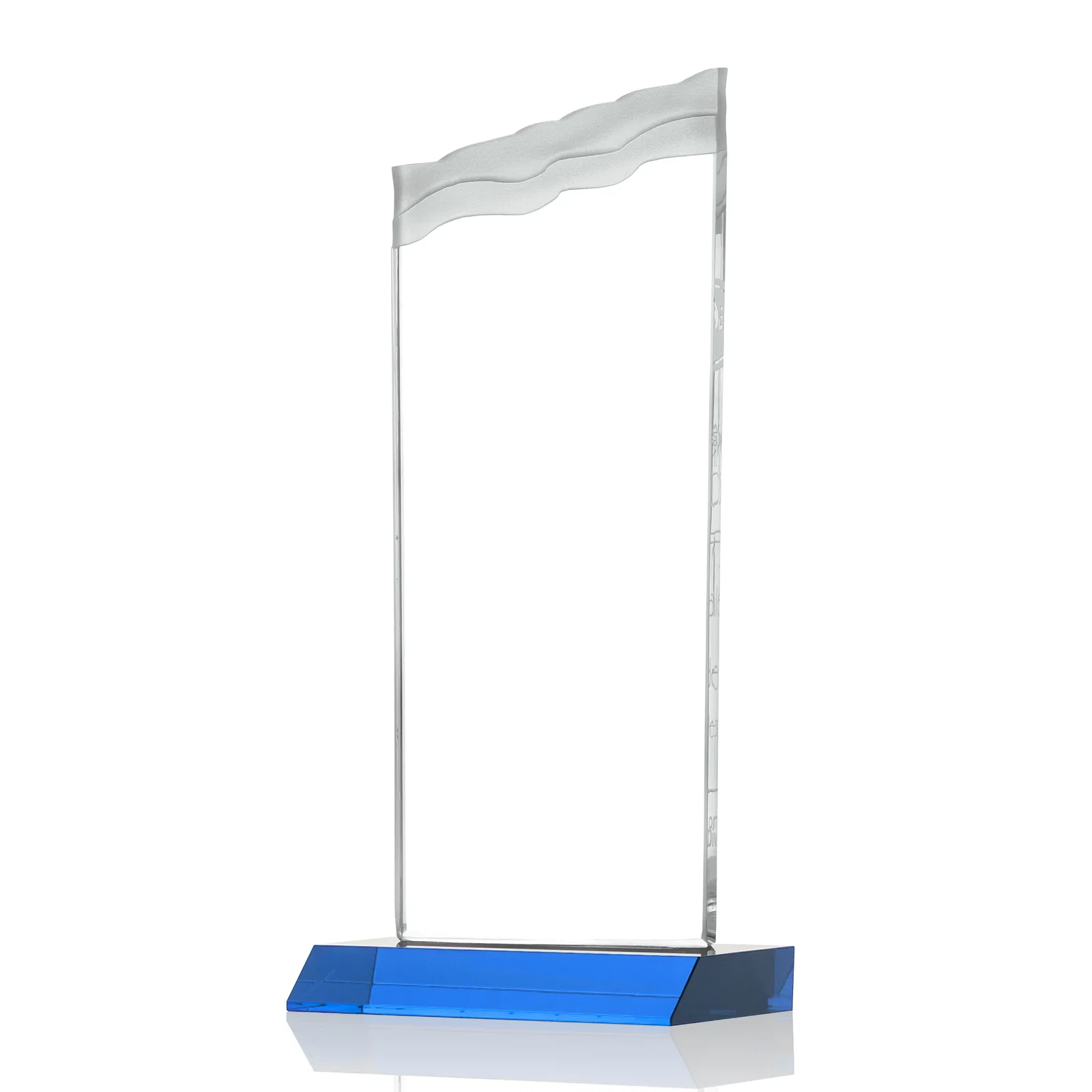 Custom Starfire Crystal Award with Carved Waterfall Top, Black Mitered Base, awards, with your logo for employee recognition