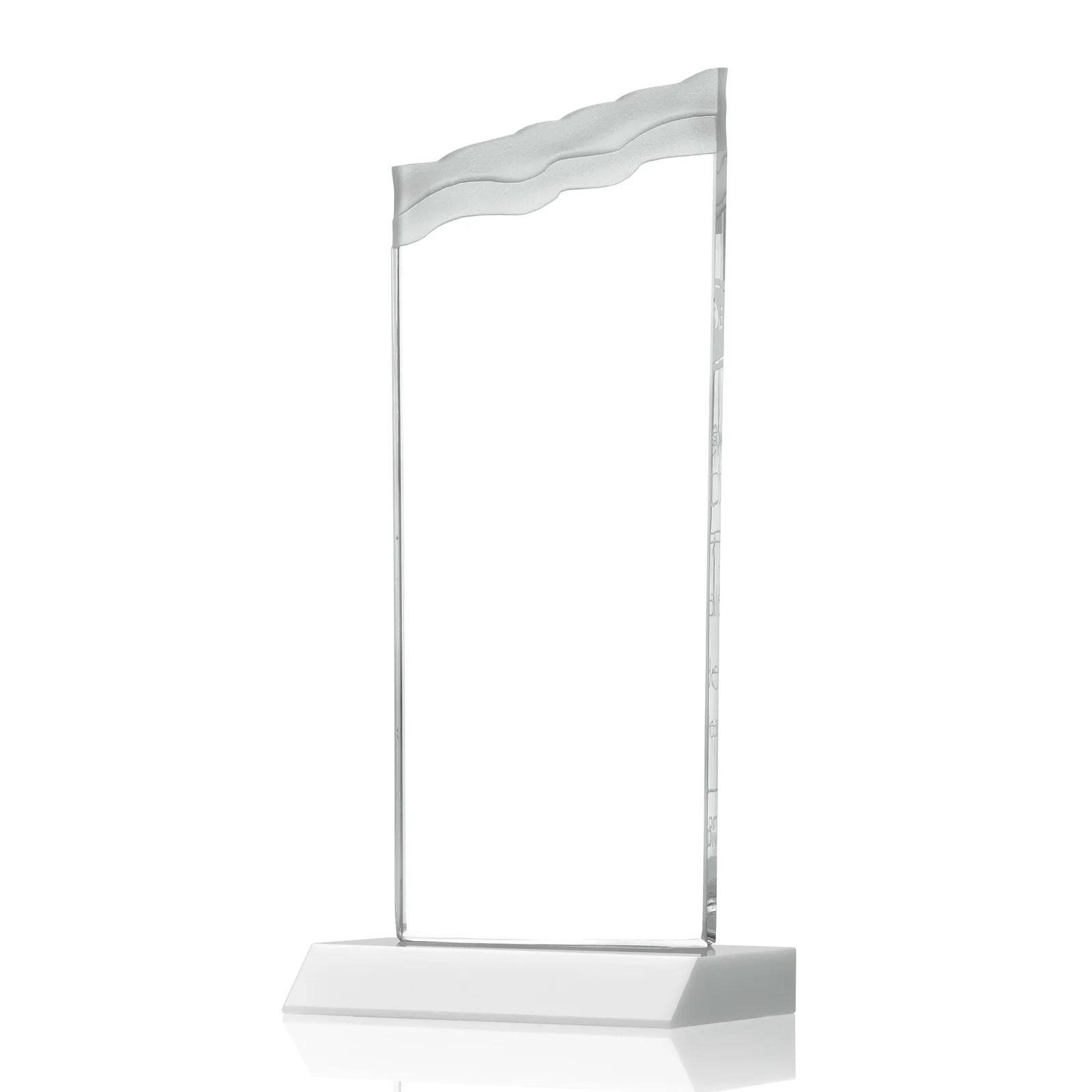 Custom Starfire Crystal Award with Carved Waterfall Top, Black Mitered Base, awards, with your logo for sales achievement awards