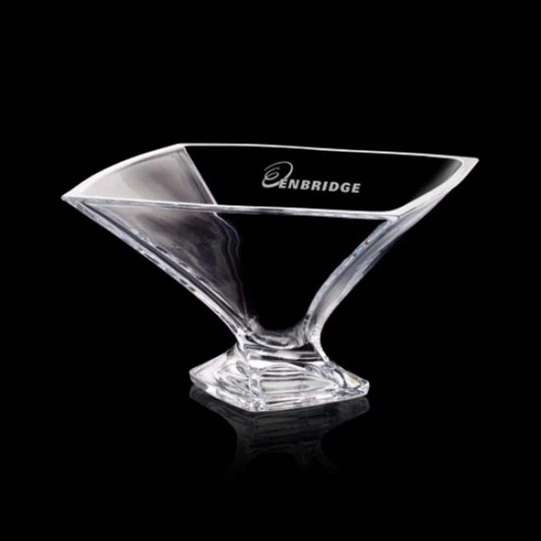 Custom Lead Free Crystalline Bowl with Twisted Base for employee recognition