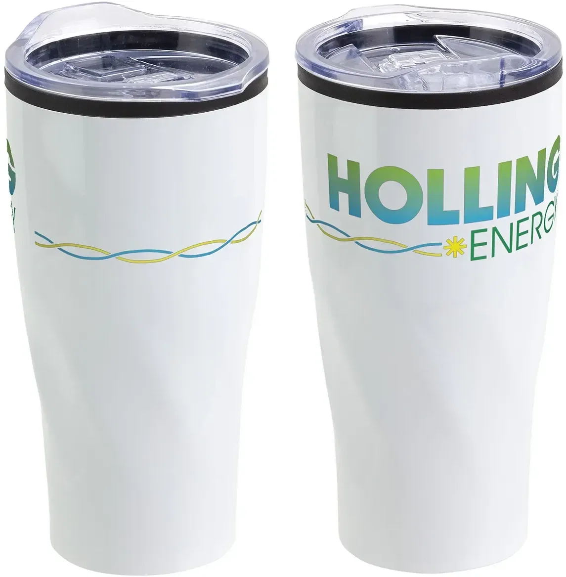 custom Oasis tumbler with lid off, branded 20 oz stainless steel interior