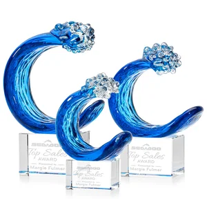 Turquoise and Sapphire Glass Wave Award