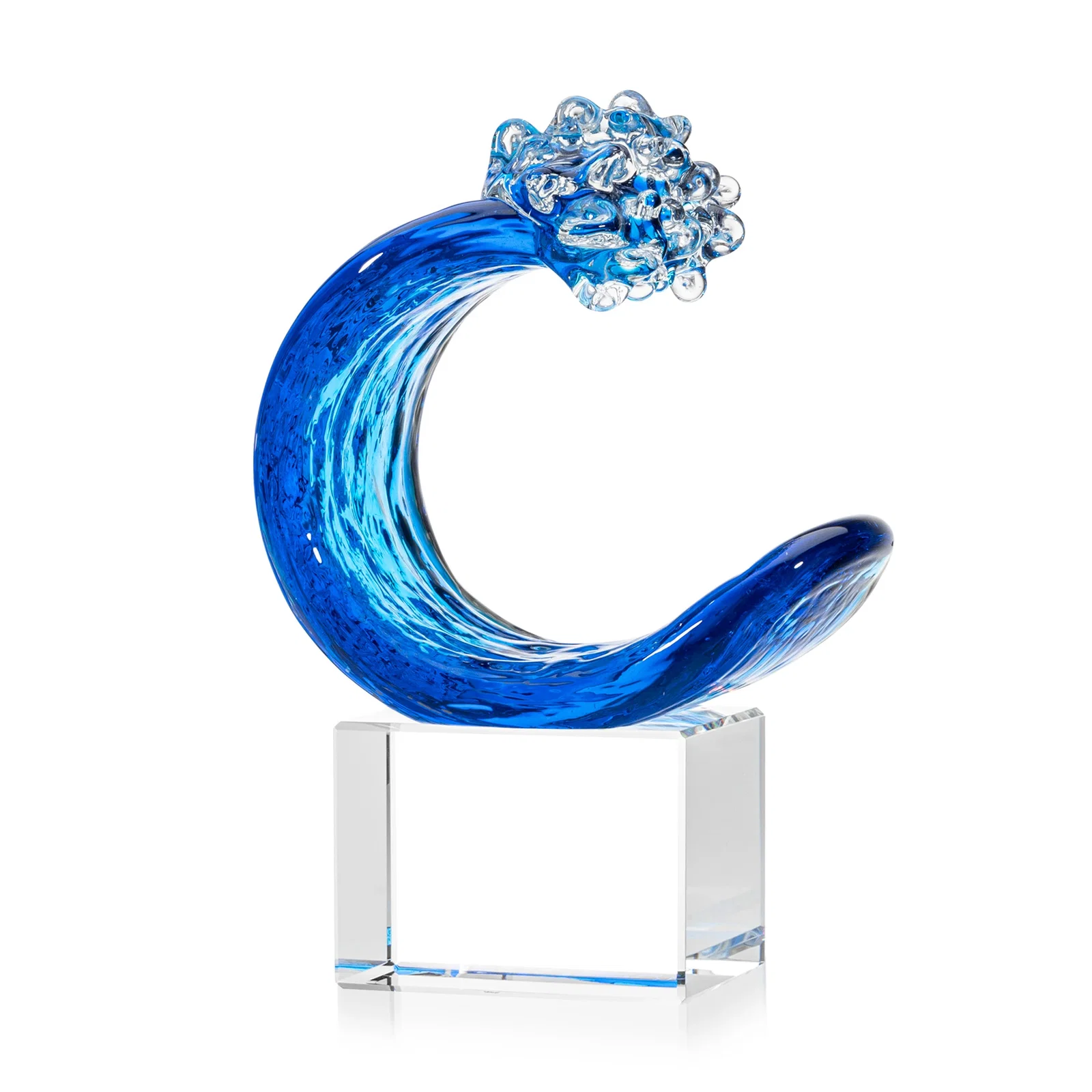 Custom Turquoise and Sapphire Glass Wave Award for dealer and partner awards