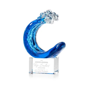 Turquoise and Sapphire Glass Wave Award