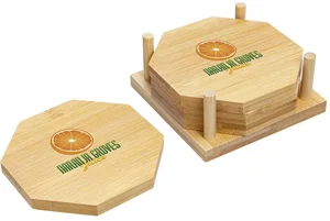 Octagon Bamboo 4-Piece Coaster Set