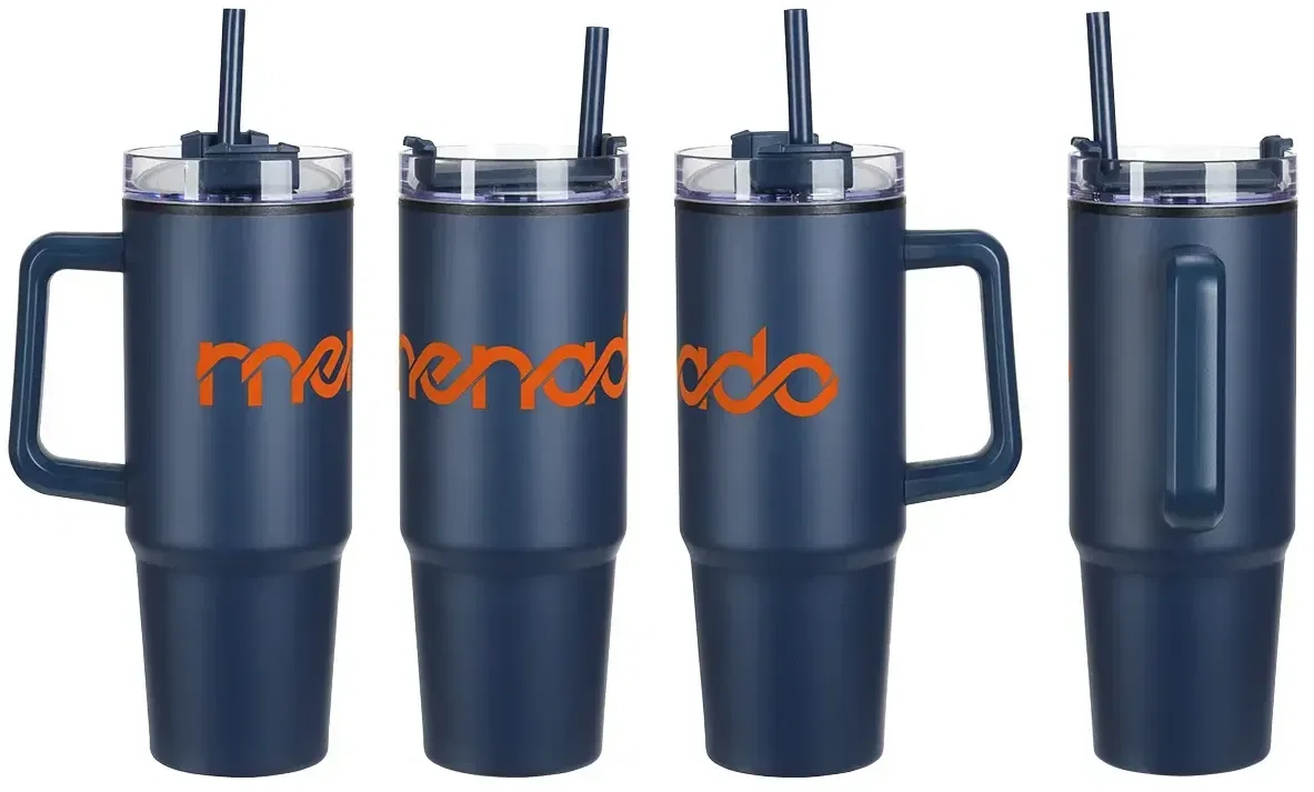 Promotional Octava 30 oz steel mug, side profile with handle