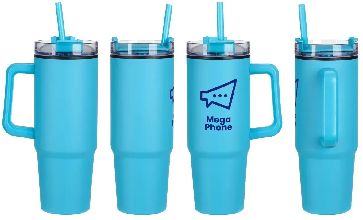 Branded Octava swivel-lid steel mug, color option