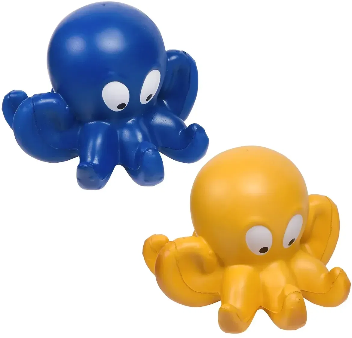 Octopus stress reliever shaped like an octopus, custom branded promotional squeeze toy, front view