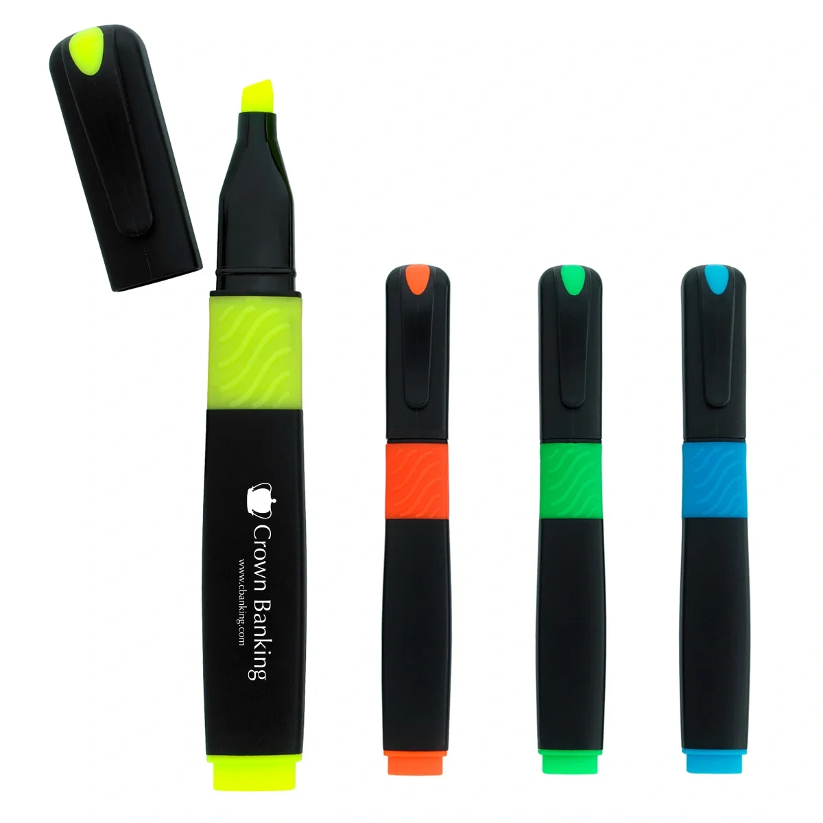 Custom highlighter in black with matching colored trim and ink