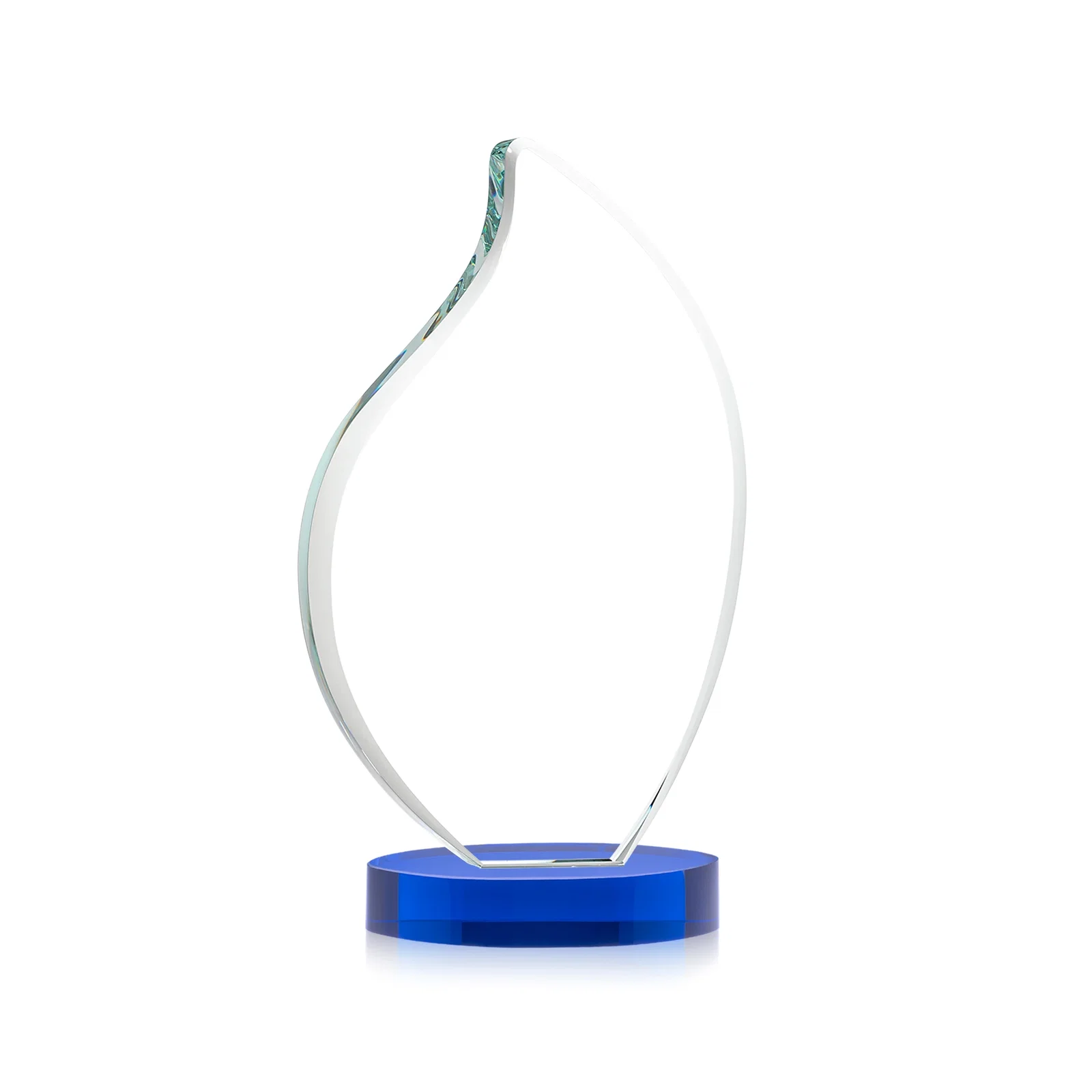 Custom engraved Rounded-Edge Starfire Crystal Flame Award for volunteer appreciation