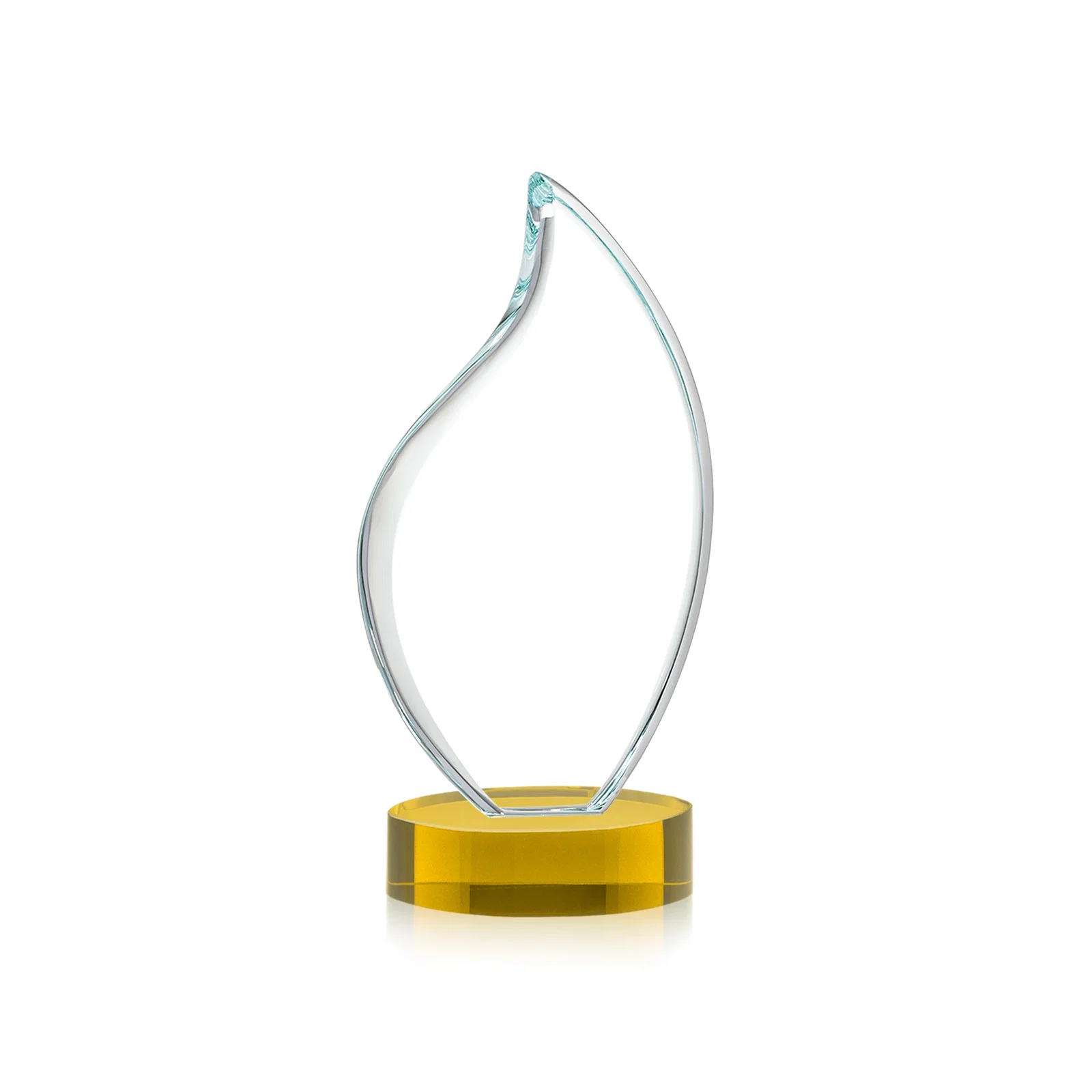Custom Rounded-Edge Starfire Crystal Flame Award, with your logo for corporate award ceremonies