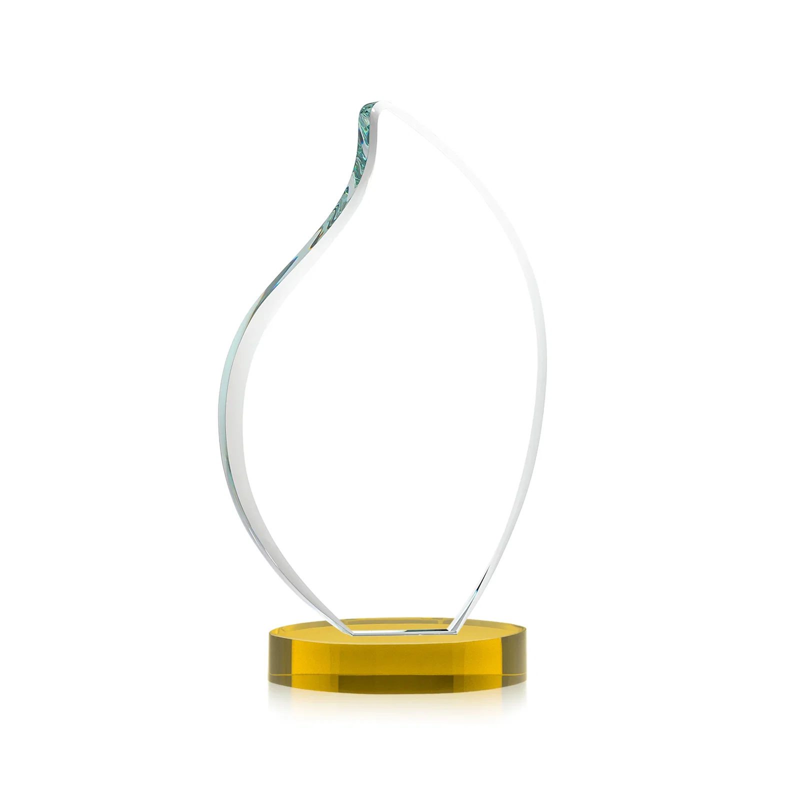 Custom Rounded-Edge Starfire Crystal Flame Award, with your logo for service anniversary gifts