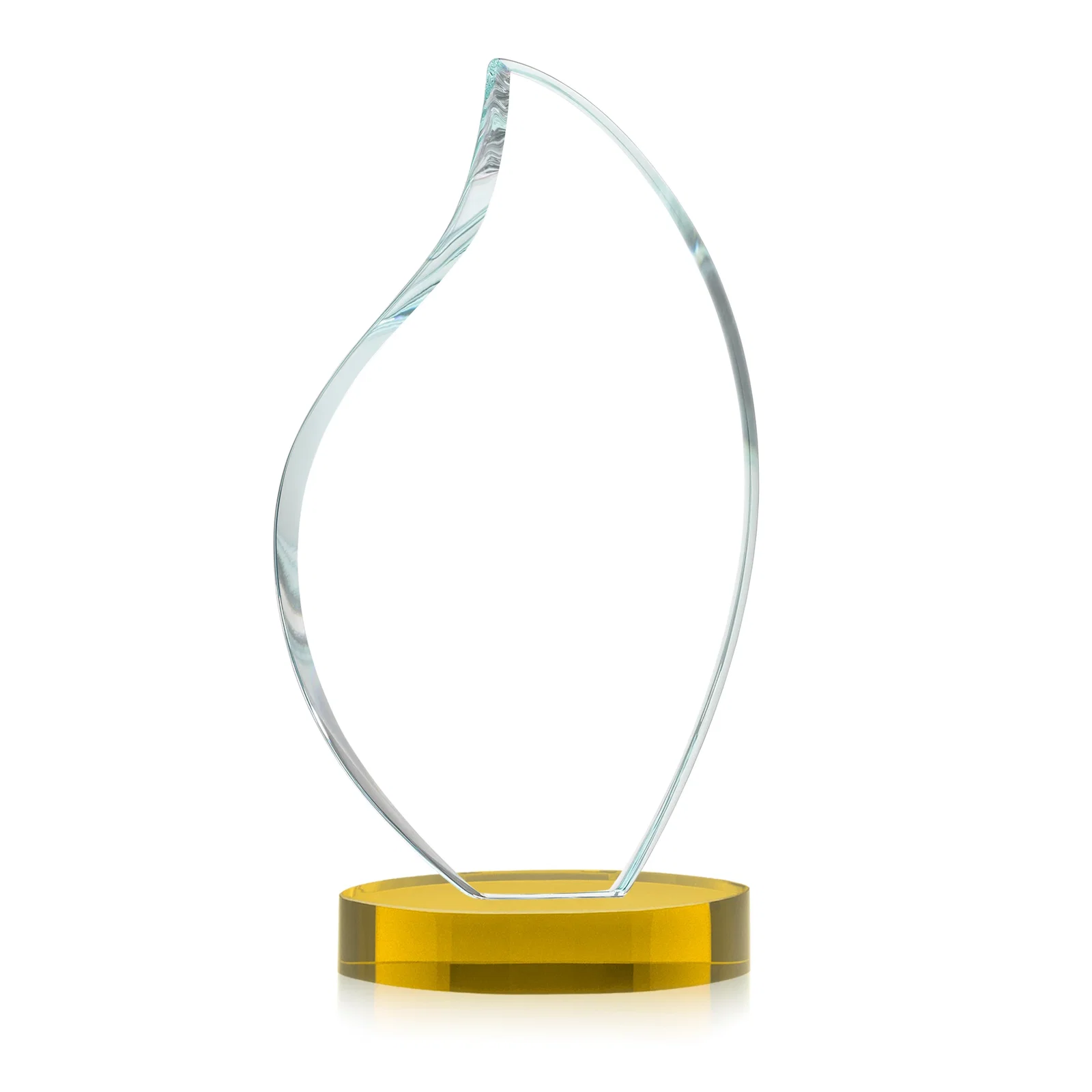 Custom Rounded-Edge Starfire Crystal Flame Award, with your logo for sales achievement awards
