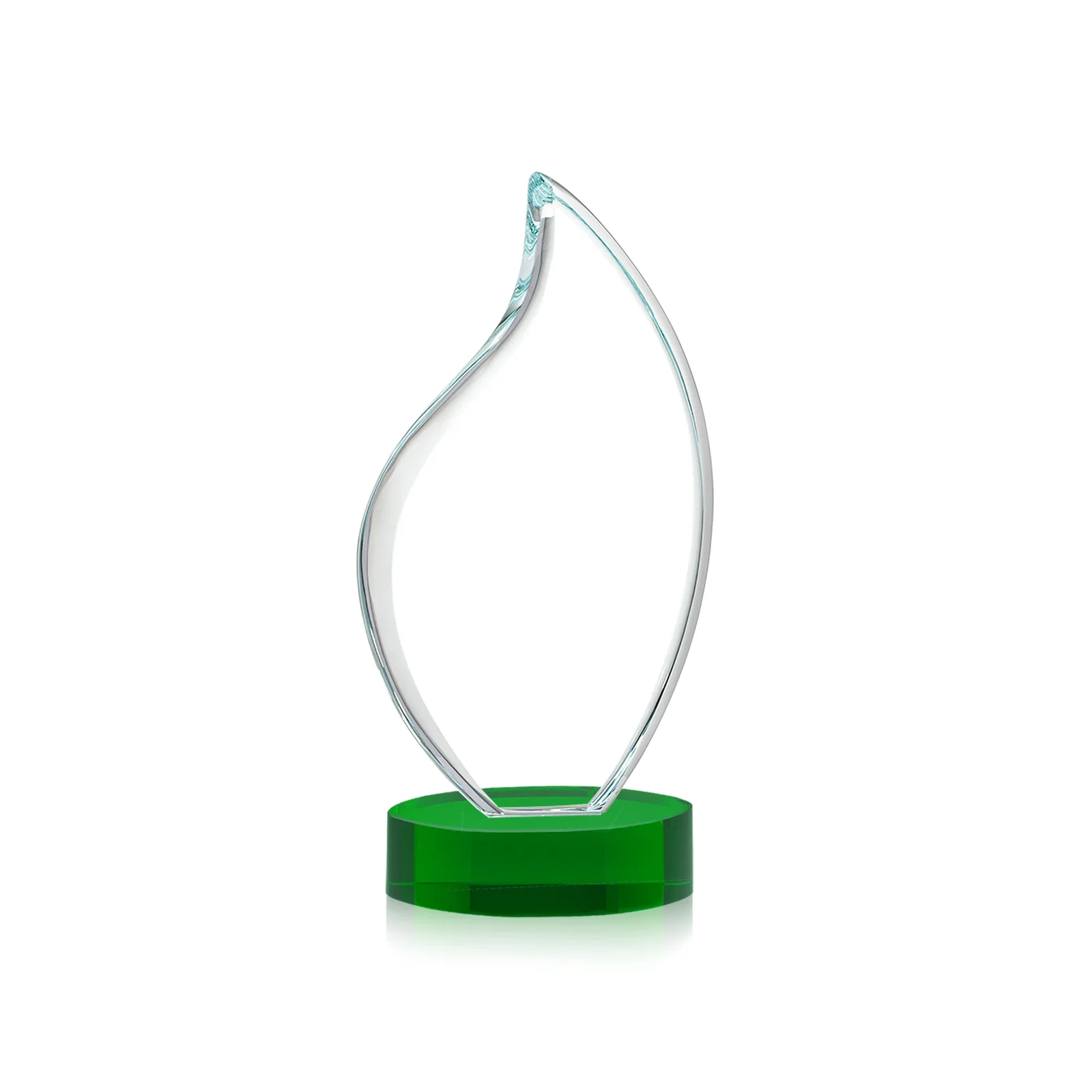 Custom Rounded-Edge Starfire Crystal Flame Award, with your logo for retirement presentations