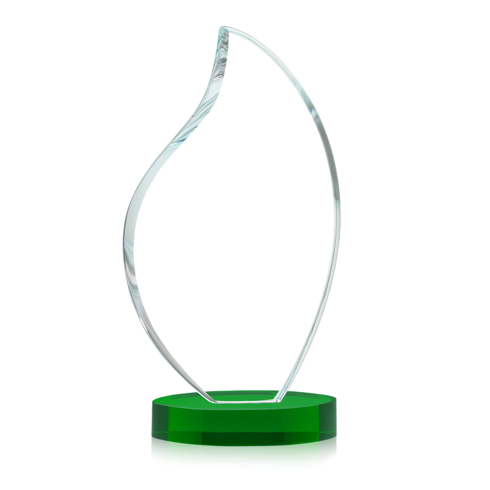 Custom Rounded-Edge Starfire Crystal Flame Award, with your logo for donor appreciation