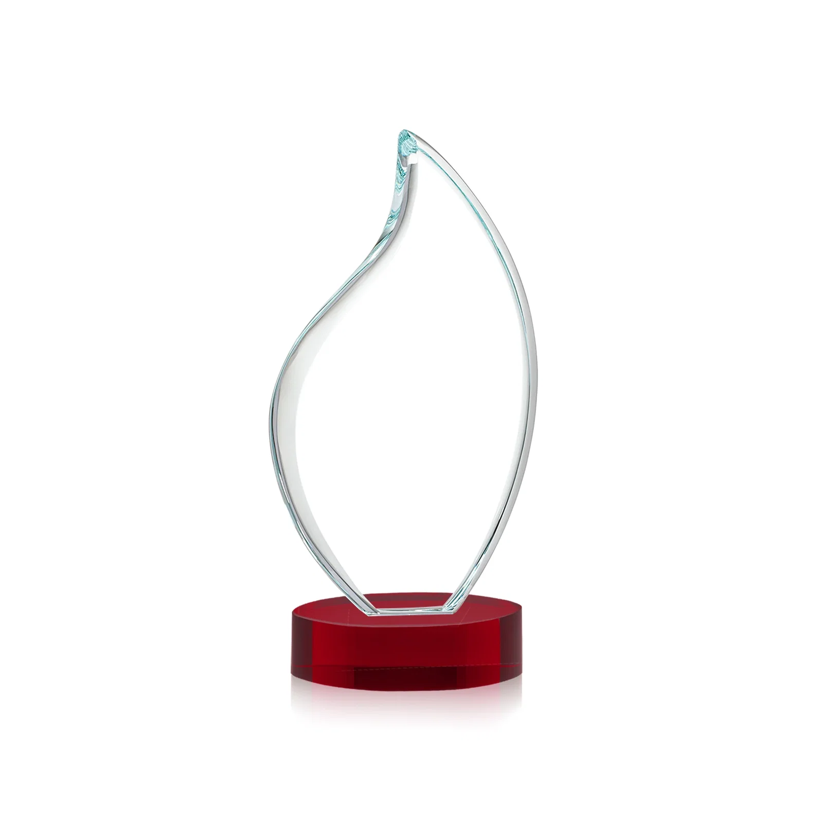 Custom Rounded-Edge Starfire Crystal Flame Award, with your logo for graduation ceremonies
