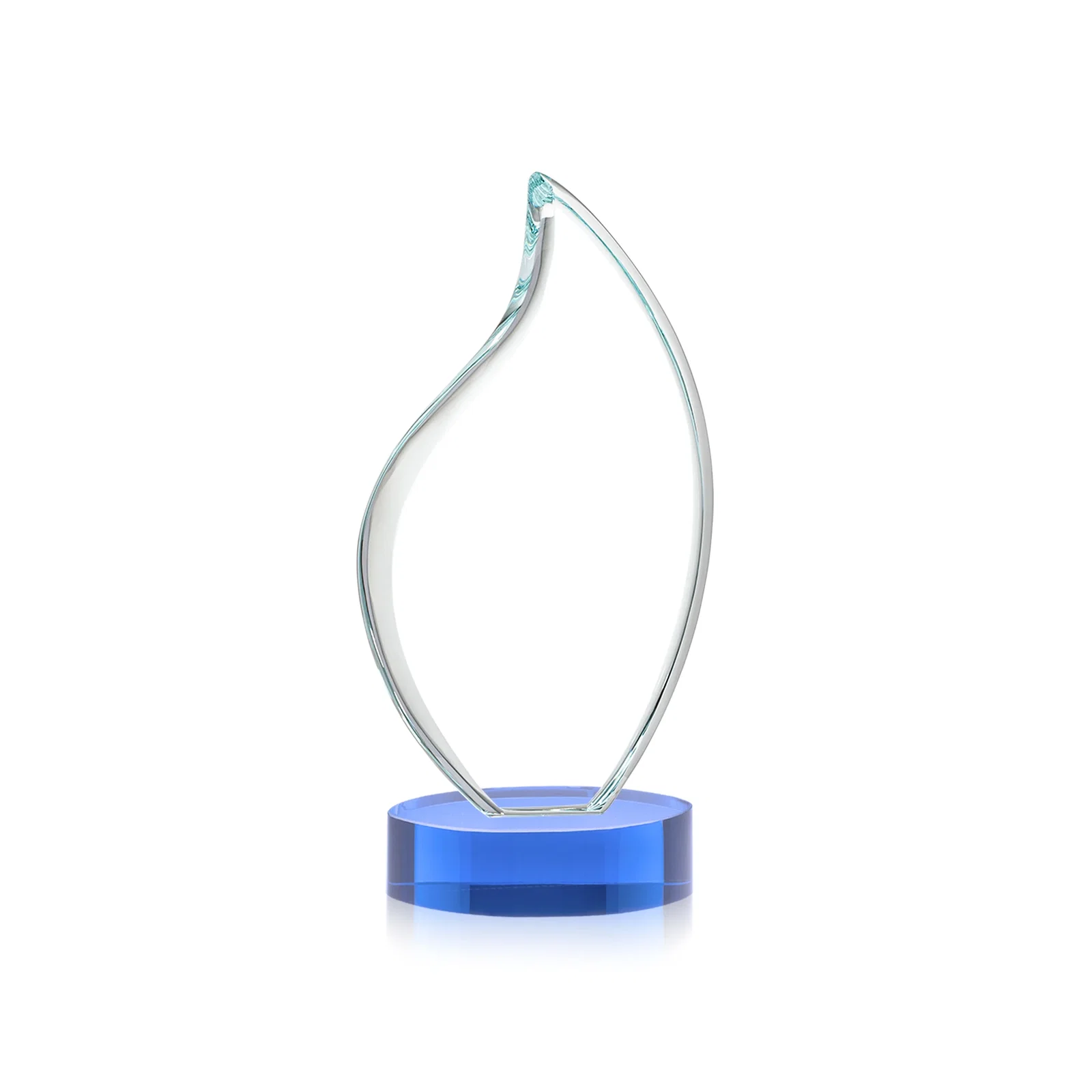 Custom Rounded-Edge Starfire Crystal Flame Award, with your logo for dealer and partner awards