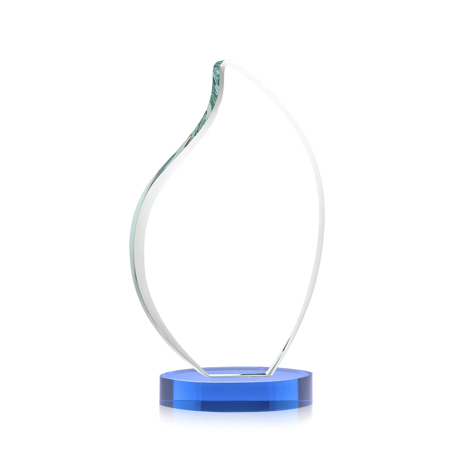 Custom Rounded-Edge Starfire Crystal Flame Award, with your logo for company anniversary events