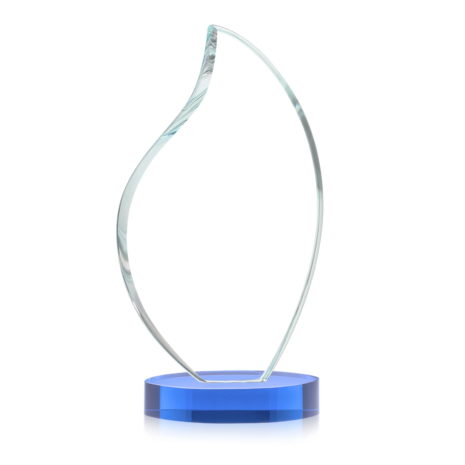 Personalized Rounded-Edge Starfire Crystal Flame Award, with your logo for employee recognition