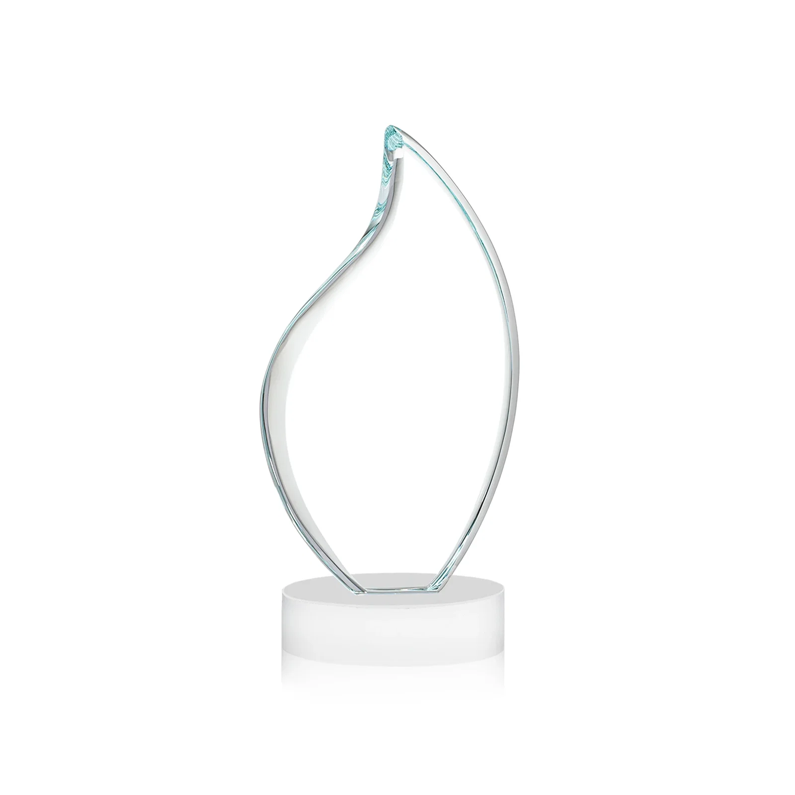 Personalized Rounded-Edge Starfire Crystal Flame Award, with your logo for corporate award ceremonies