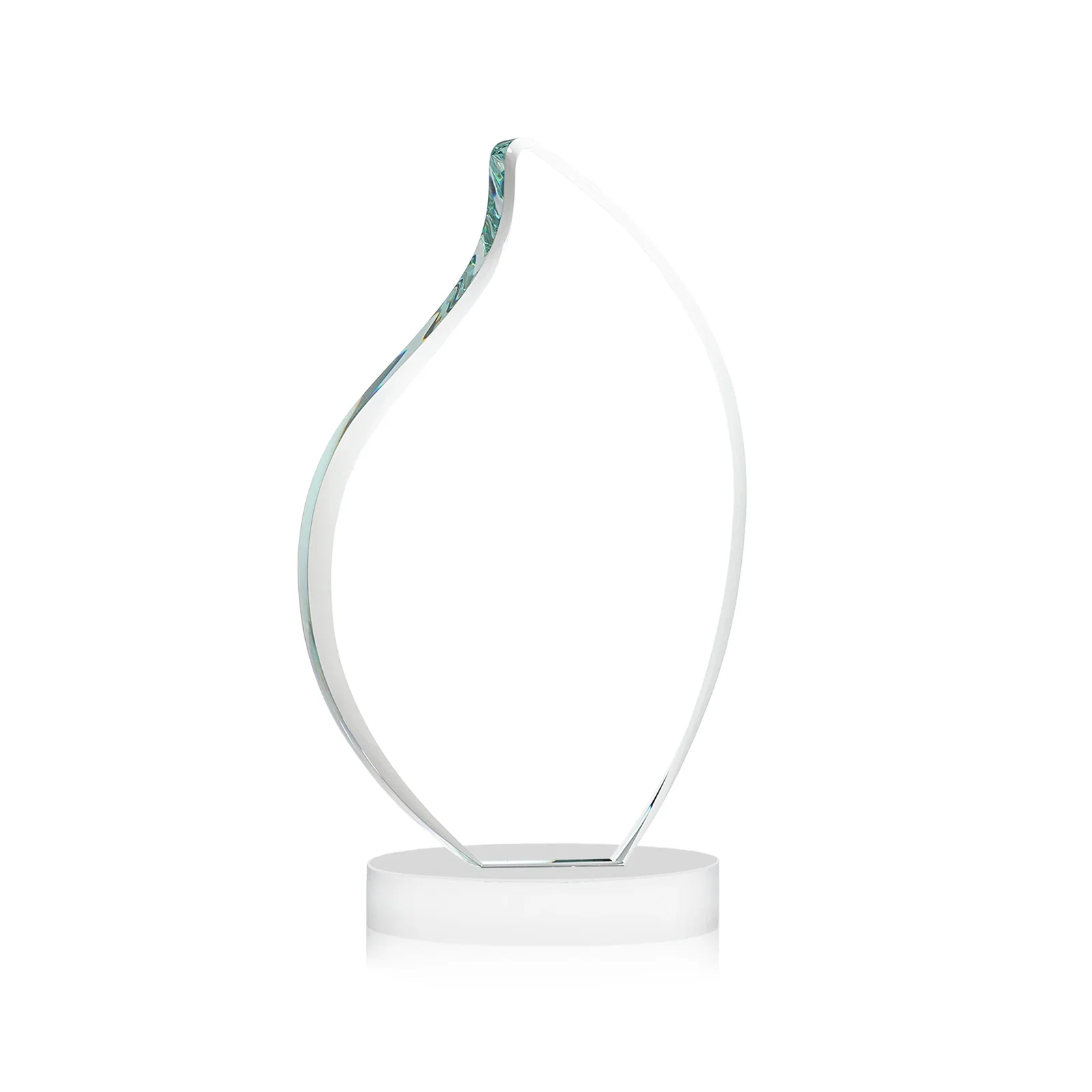 Personalized Rounded-Edge Starfire Crystal Flame Award, with your logo for service anniversary gifts