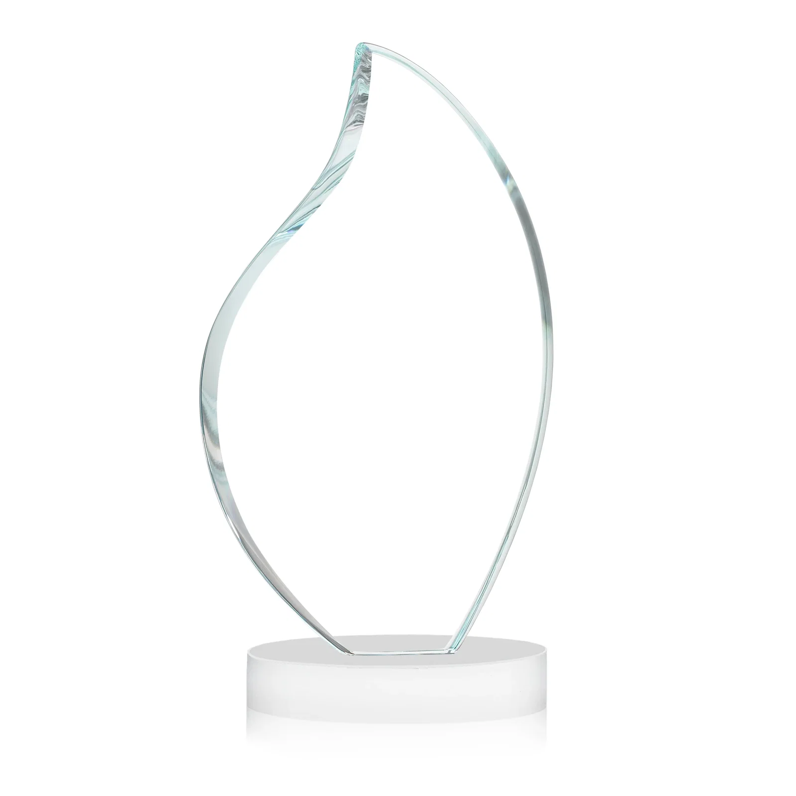 Personalized Rounded-Edge Starfire Crystal Flame Award, with your logo for sales achievement awards