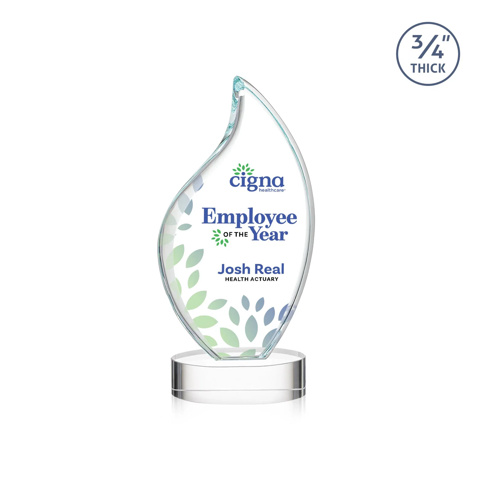 Personalized Rounded-Edge Starfire Crystal Flame Award for service anniversary gifts