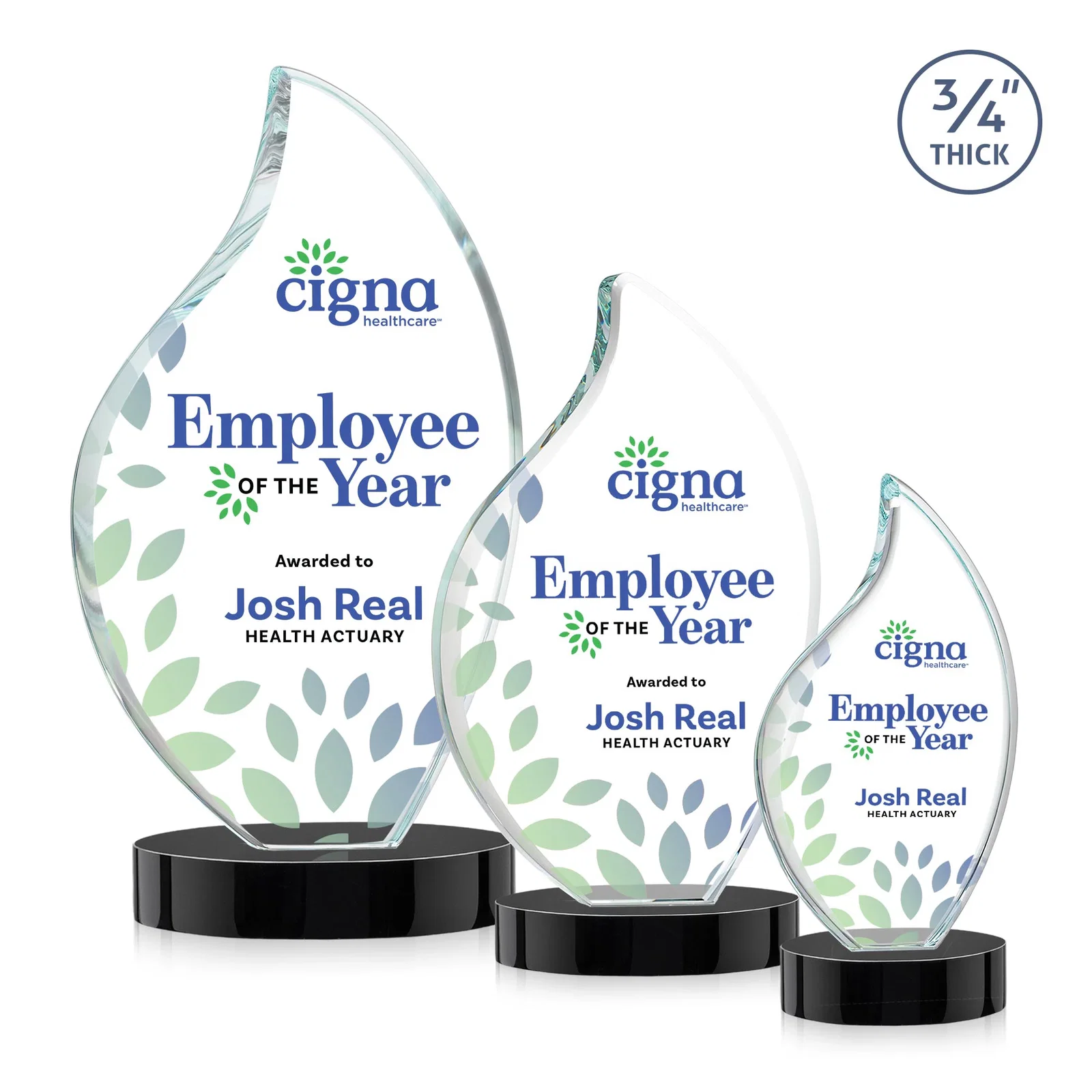 Personalized Rounded-Edge Starfire Crystal Flame Award for team milestone celebrations