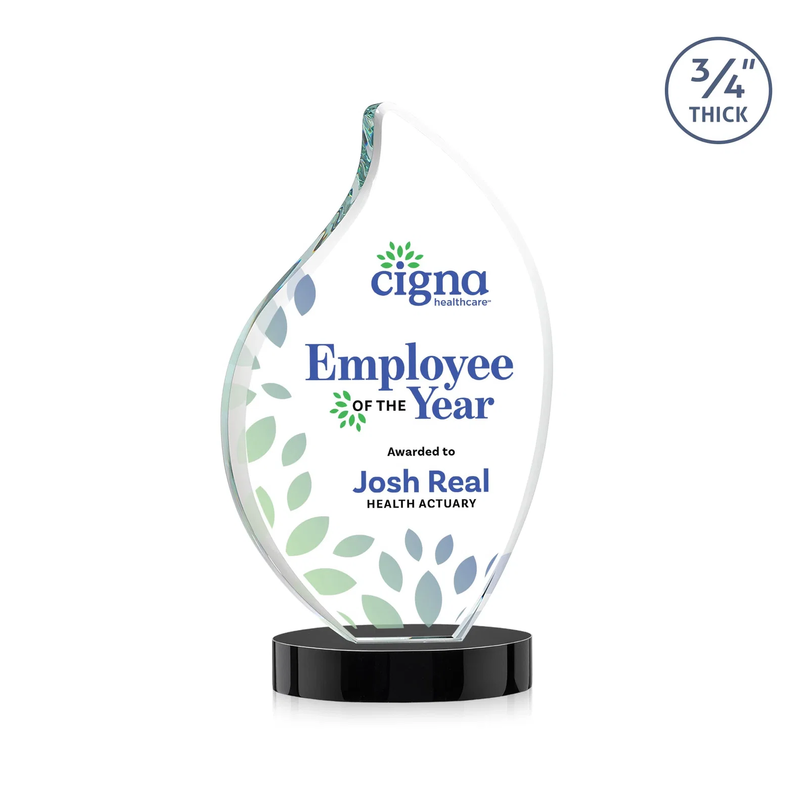 Personalized Rounded-Edge Starfire Crystal Flame Award for graduation ceremonies