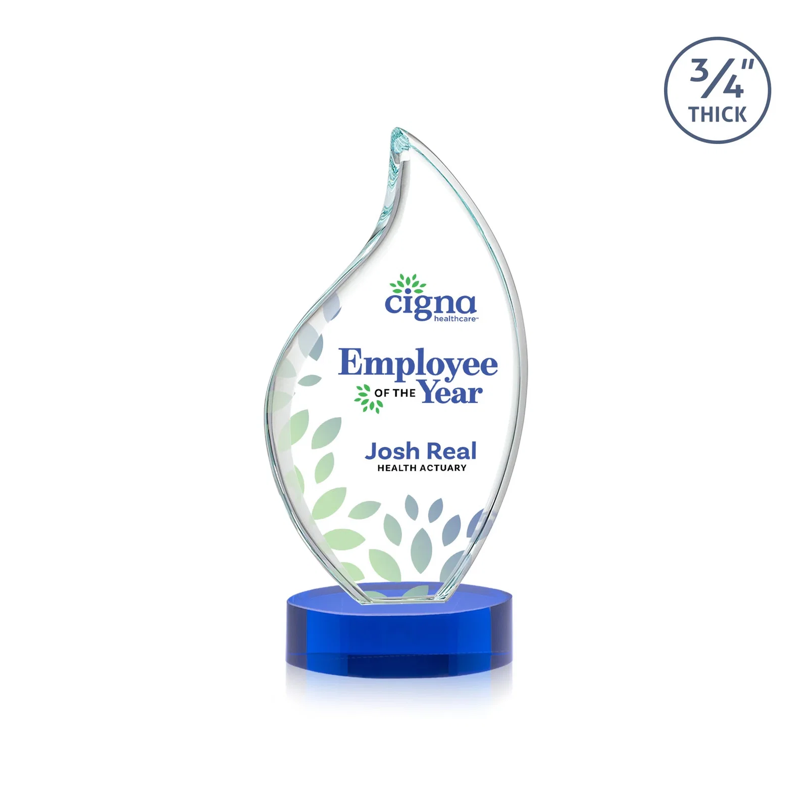 Personalized Rounded-Edge Starfire Crystal Flame Award for dealer and partner awards