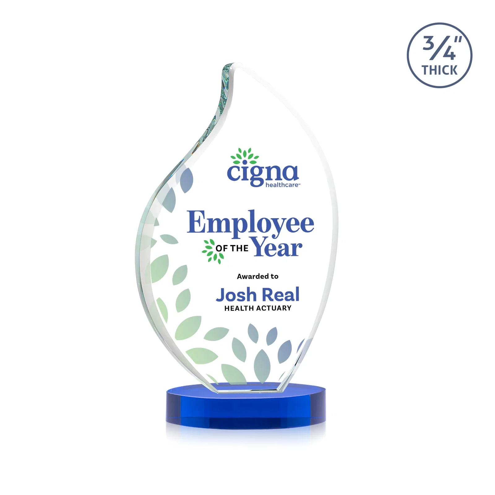 Personalized Rounded-Edge Starfire Crystal Flame Award for company anniversary events