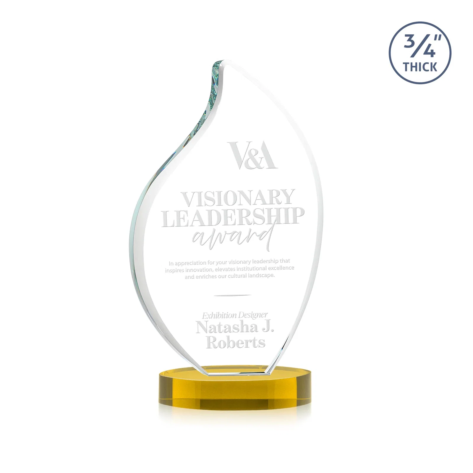 Promotional Rounded-Edge Starfire Crystal Flame Award for graduation ceremonies
