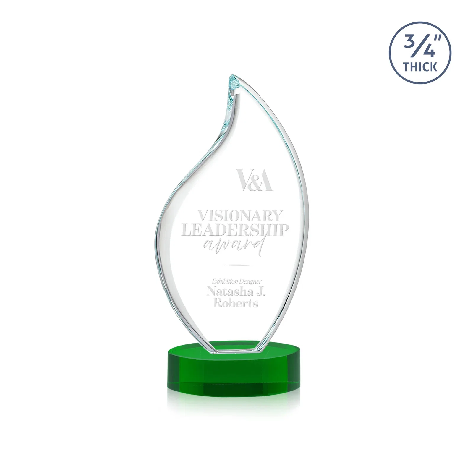 Promotional Rounded-Edge Starfire Crystal Flame Award for dealer and partner awards