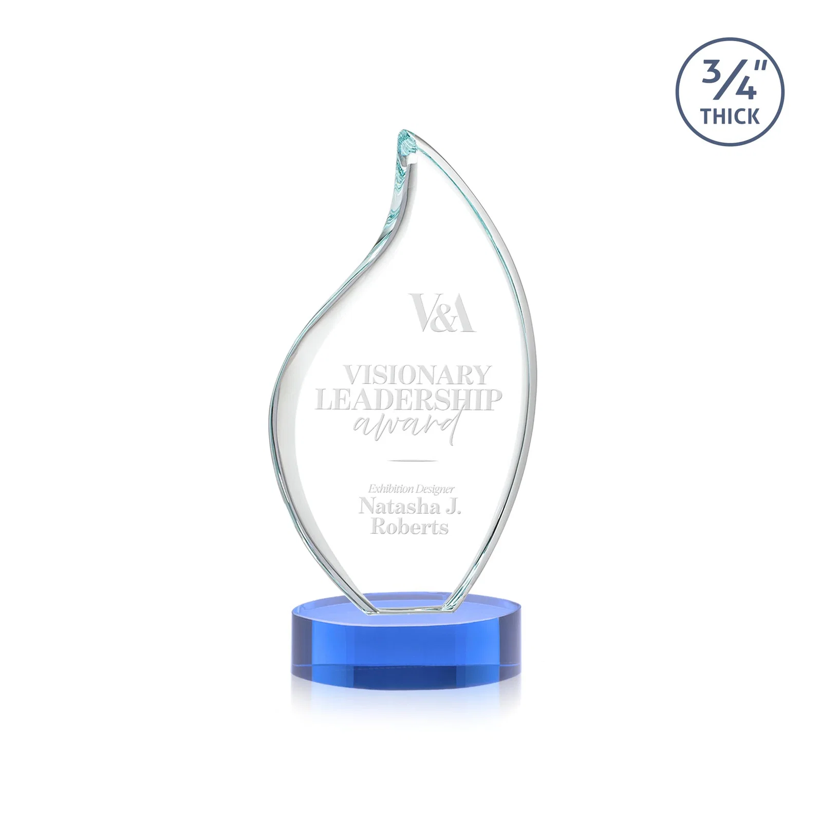 Branded Rounded-Edge Starfire Crystal Flame Award for donor appreciation