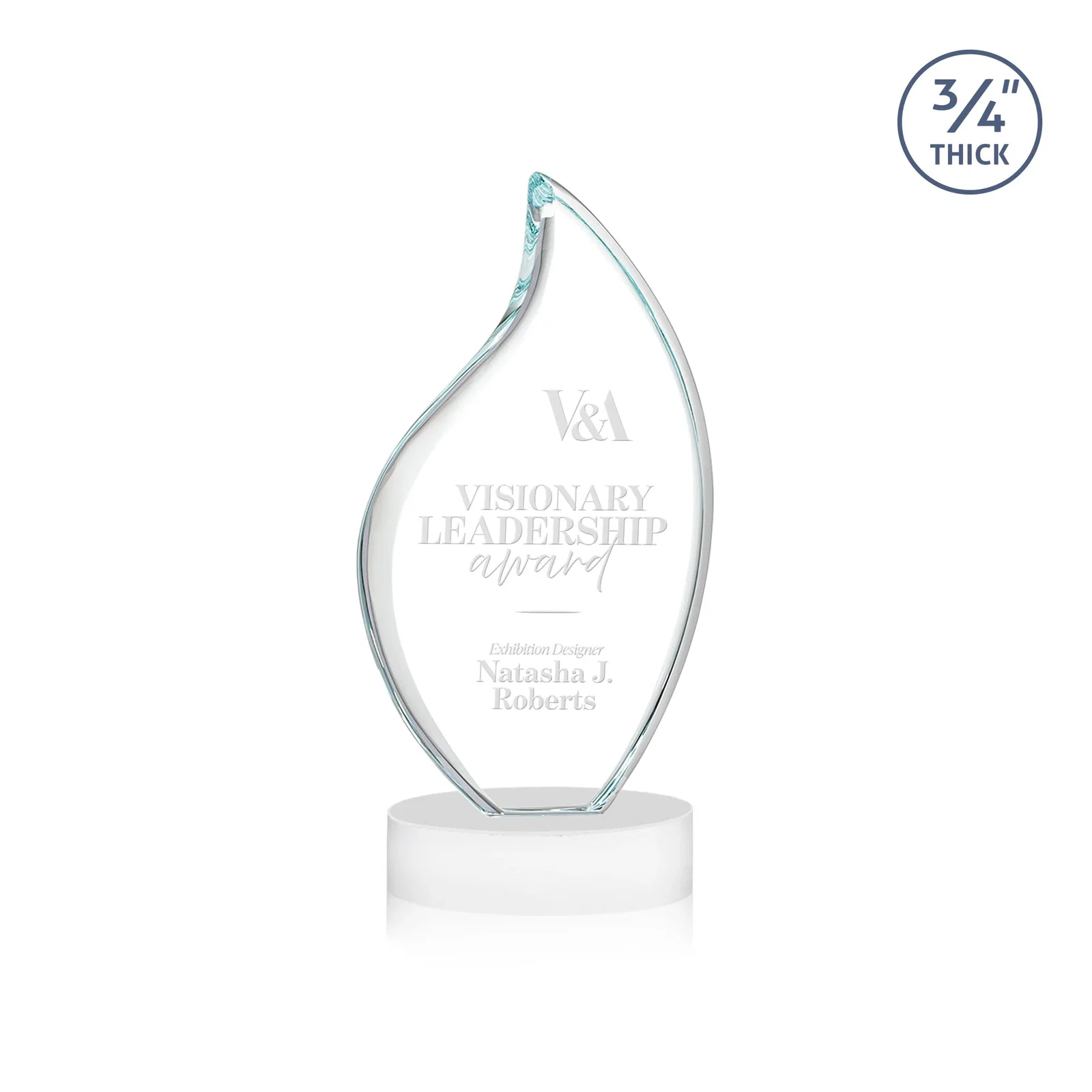 Branded Rounded-Edge Starfire Crystal Flame Award for dealer and partner awards