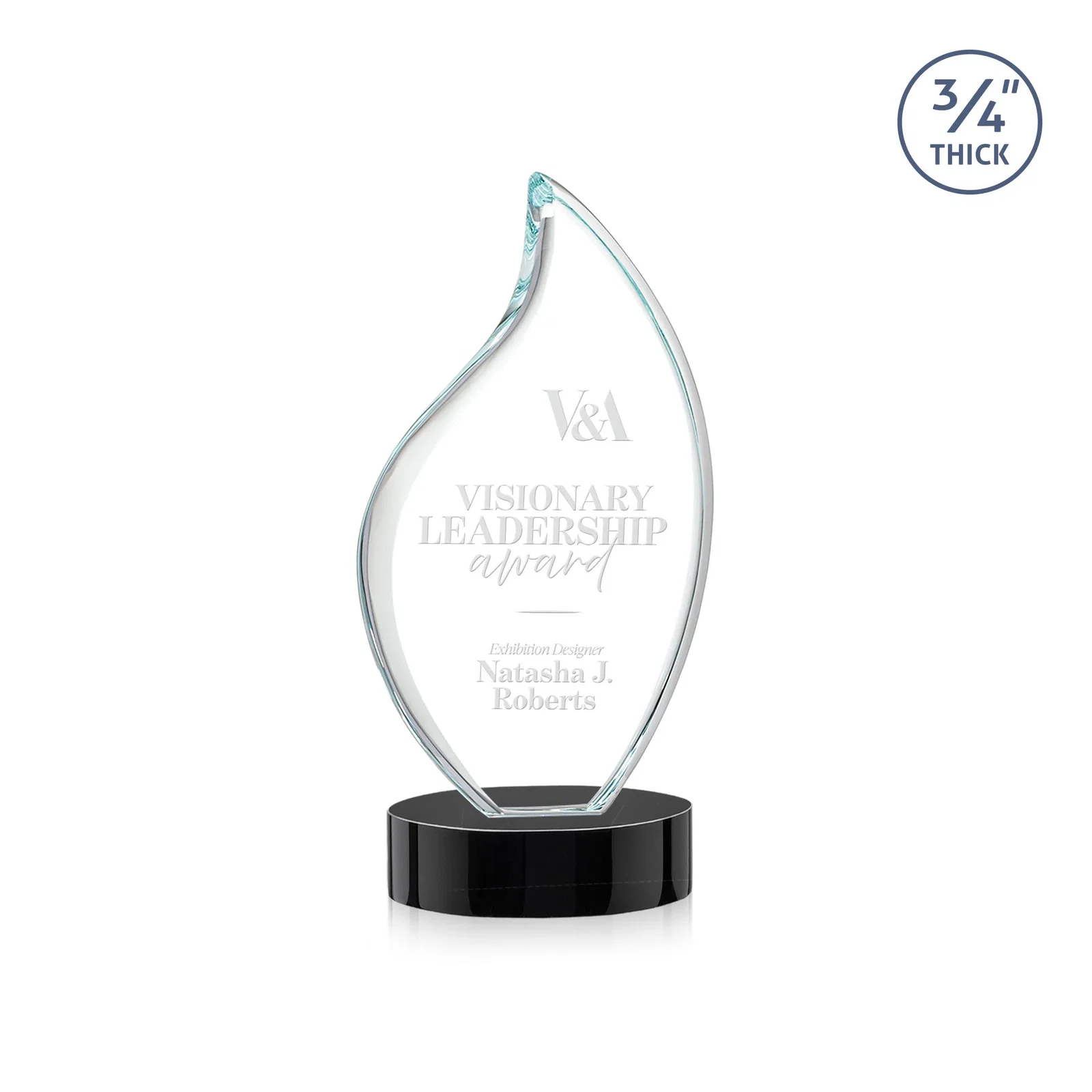 Custom Rounded-Edge Starfire Crystal Flame Award for team milestone celebrations
