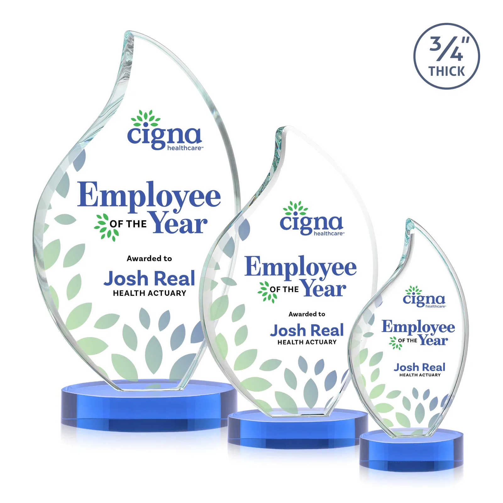 Customized Rounded-Edge Starfire Crystal Flame Award for team milestone celebrations