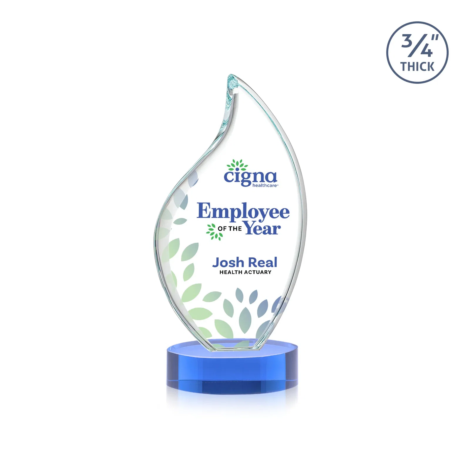 Customized Rounded-Edge Starfire Crystal Flame Award for donor appreciation