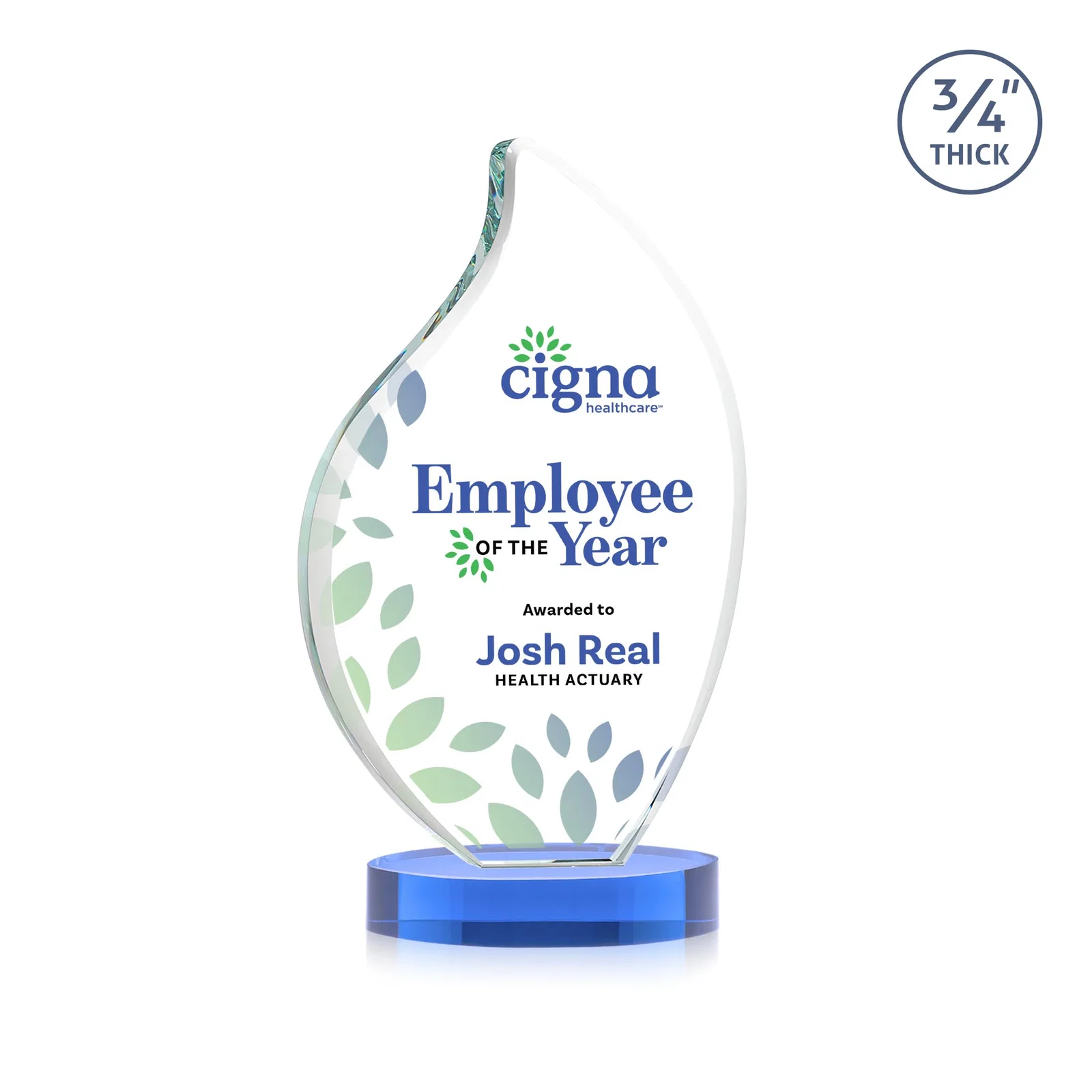 Customized Rounded-Edge Starfire Crystal Flame Award for graduation ceremonies