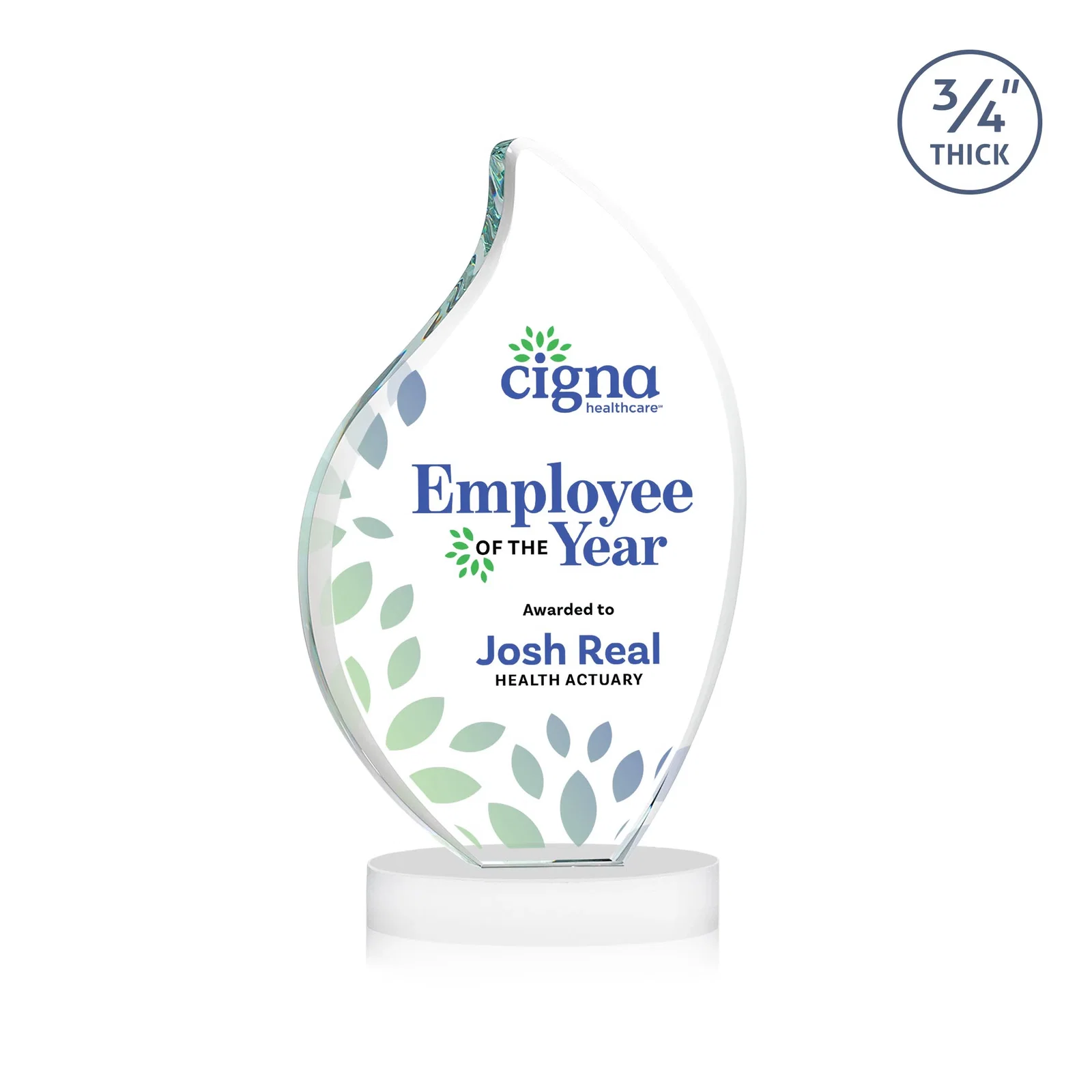 Customized Rounded-Edge Starfire Crystal Flame Award for company anniversary events
