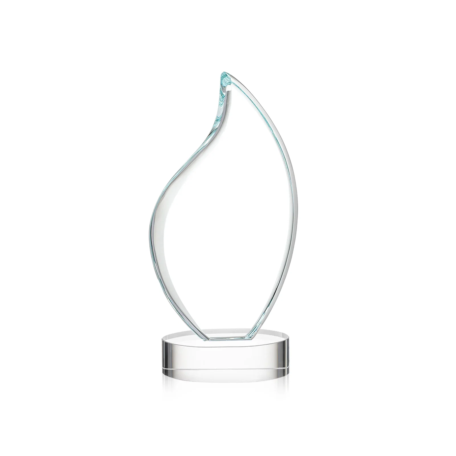 Custom engraved Rounded-Edge Starfire Crystal Flame Award for corporate award ceremonies