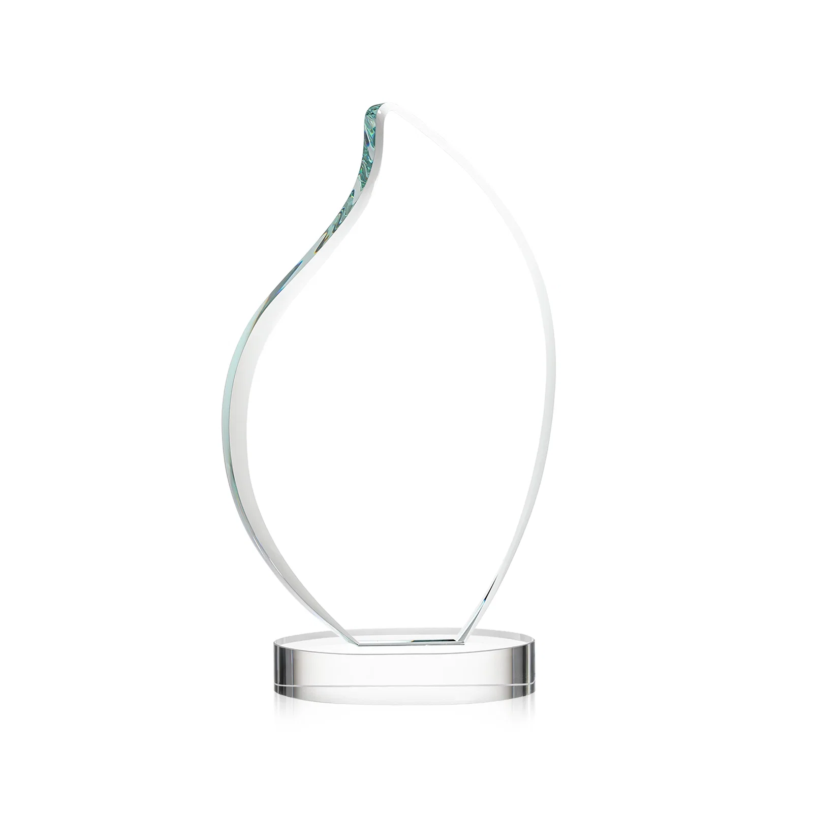 Custom engraved Rounded-Edge Starfire Crystal Flame Award for service anniversary gifts