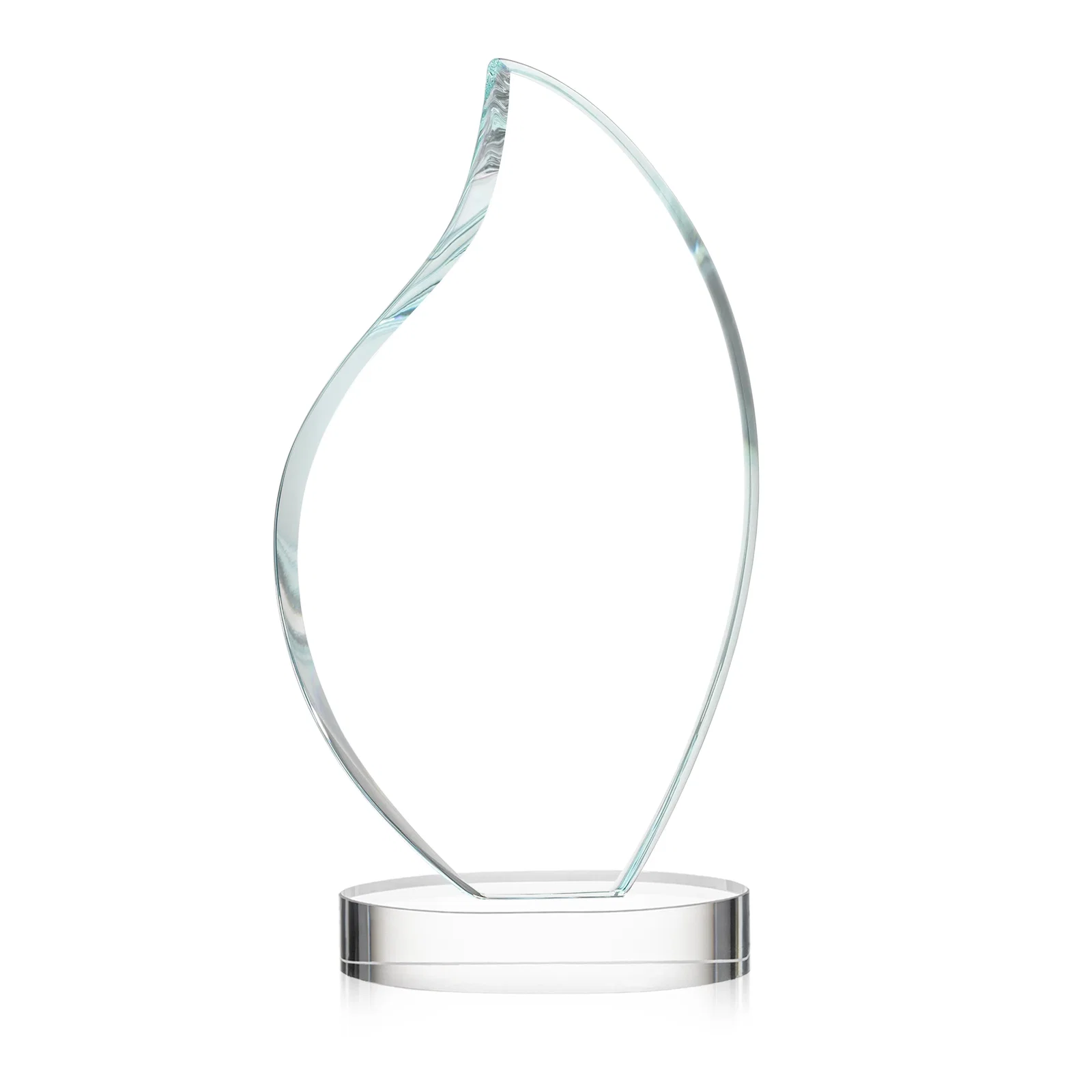 Custom engraved Rounded-Edge Starfire Crystal Flame Award for sales achievement awards