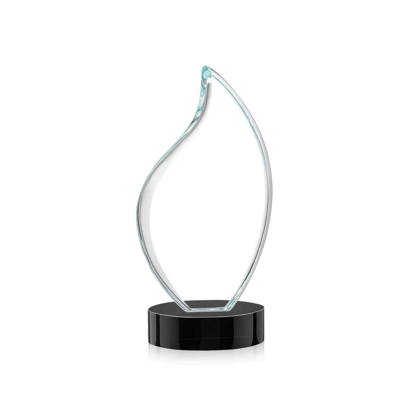 Custom engraved Rounded-Edge Starfire Crystal Flame Award for retirement presentations