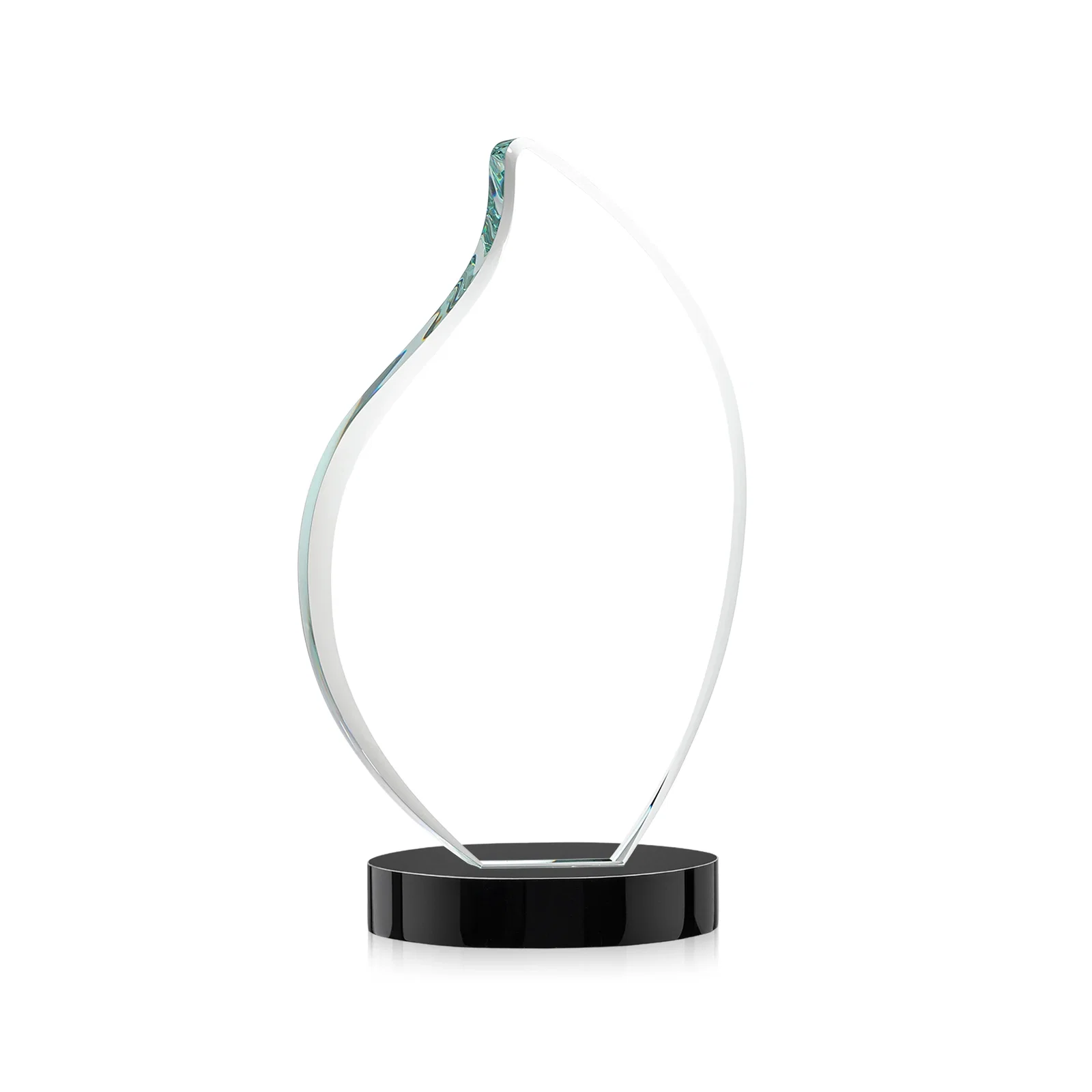 Custom engraved Rounded-Edge Starfire Crystal Flame Award for team milestone celebrations