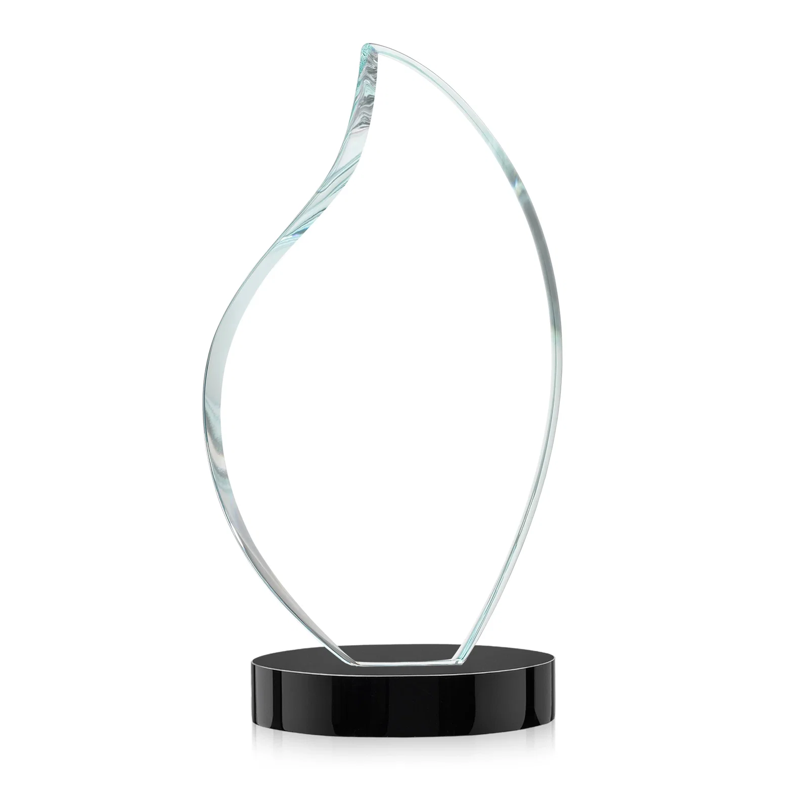 Custom engraved Rounded-Edge Starfire Crystal Flame Award for donor appreciation