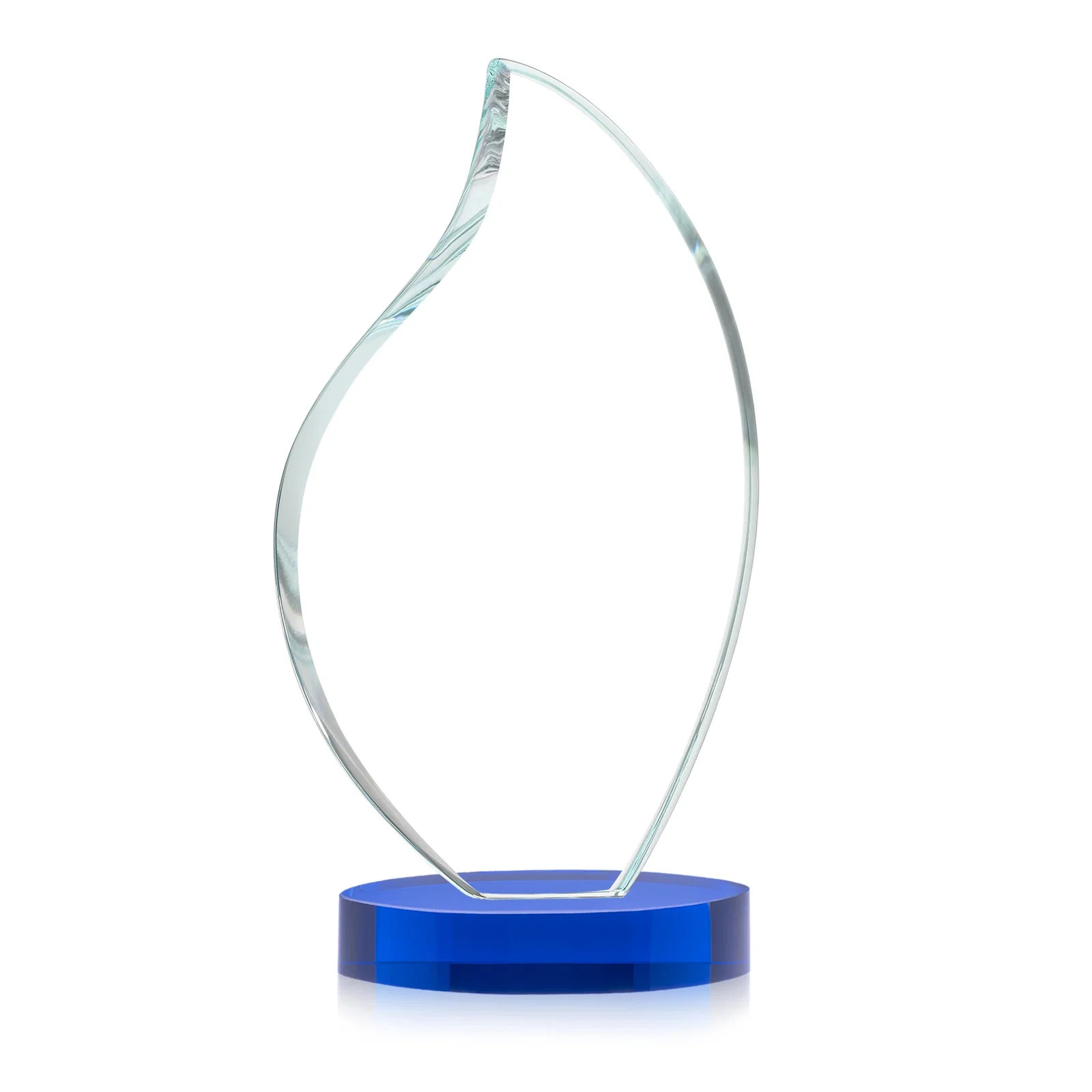 Custom engraved Rounded-Edge Starfire Crystal Flame Award for safety achievement programs