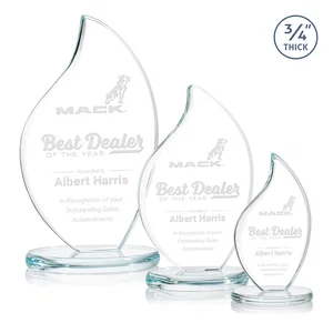 Starfire Crystal Flame Award With Rounded Edges on an Oval Base